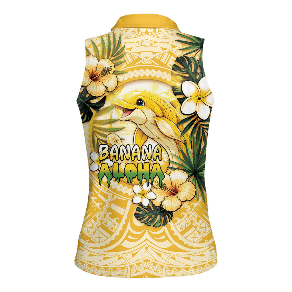 Hawaii Banana Dolphin Women Sleeveless Polo Shirt Cute Cosplay Naiʻa Fish Tribal Patterns DT05 - Polynesian Pride