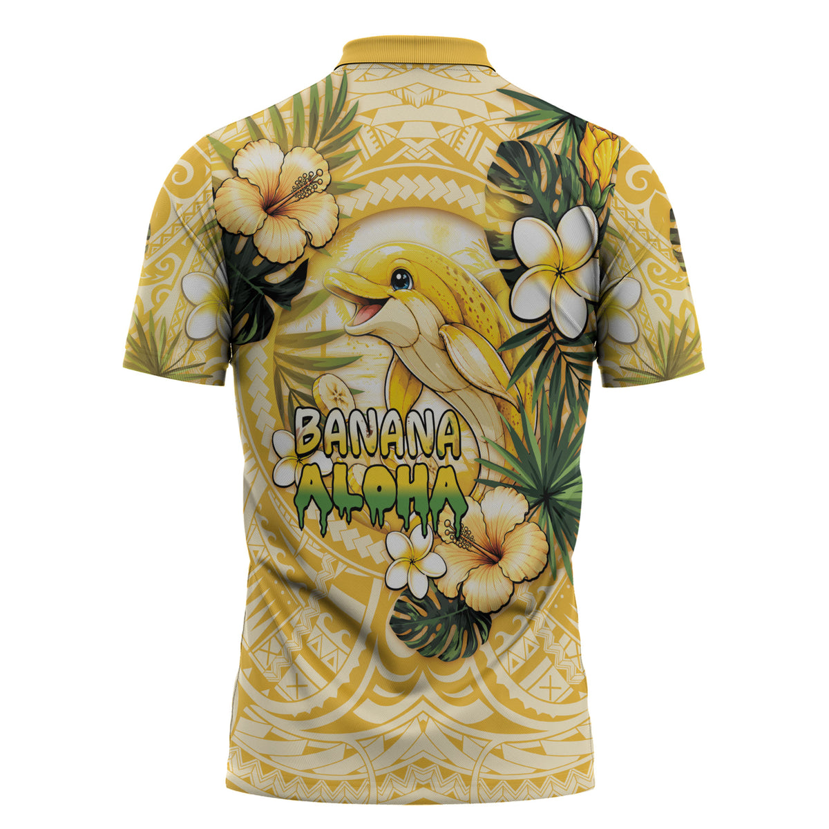 Hawaii Banana Dolphin Zipper Polo Shirt Cute Cosplay Naiʻa Fish Tribal Patterns DT05 - Polynesian Pride