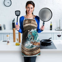 3D Illusion Surfing Skeleton Halloween Apron Surfboard Bones Ocean Wave Stone Well DT05 - Polynesian Pride