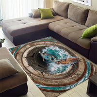 3D Illusion Surfing Skeleton Halloween Area Rug Surfboard Bones Ocean Wave Stone Well DT05 - Polynesian Pride