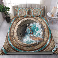 3D Illusion Surfing Skeleton Halloween Bedding Set Surfboard Bones Ocean Wave Stone Well DT05 - Polynesian Pride