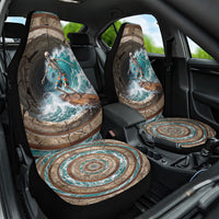 3D Illusion Surfing Skeleton Halloween Car Seat Cover Surfboard Bones Ocean Wave Stone Well DT05 One Size Gray - Polynesian Pride