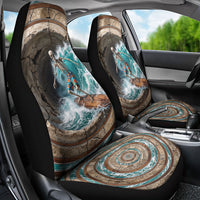 3D Illusion Surfing Skeleton Halloween Car Seat Cover Surfboard Bones Ocean Wave Stone Well DT05 - Polynesian Pride