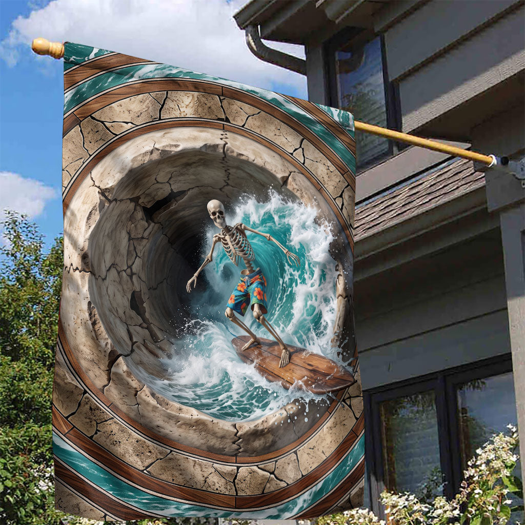 3D Illusion Surfing Skeleton Halloween Garden Flag Surfboard Bones Ocean Wave Stone Well DT05 - Polynesian Pride