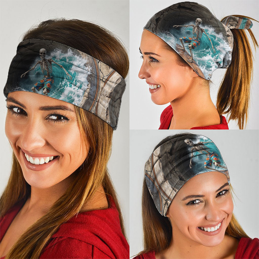 3D Illusion Surfing Skeleton Halloween Neck Gaiter Surfboard Bones Ocean Wave Stone Well DT05 - Polynesian Pride