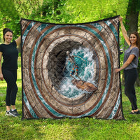 3D Illusion Surfing Skeleton Halloween Quilt Surfboard Bones Ocean Wave Stone Well DT05 - Polynesian Pride