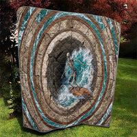 3D Illusion Surfing Skeleton Halloween Quilt Surfboard Bones Ocean Wave Stone Well DT05 - Polynesian Pride