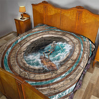3D Illusion Surfing Skeleton Halloween Quilt Surfboard Bones Ocean Wave Stone Well DT05 - Polynesian Pride