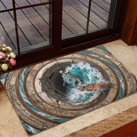 3D Illusion Surfing Skeleton Halloween Rubber Doormat Surfboard Bones Ocean Wave Stone Well DT05 - Polynesian Pride