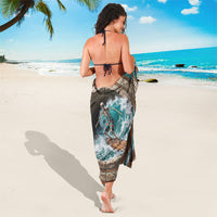 3D Illusion Surfing Skeleton Halloween Sarong Surfboard Bones Ocean Wave Stone Well DT05 - Polynesian Pride