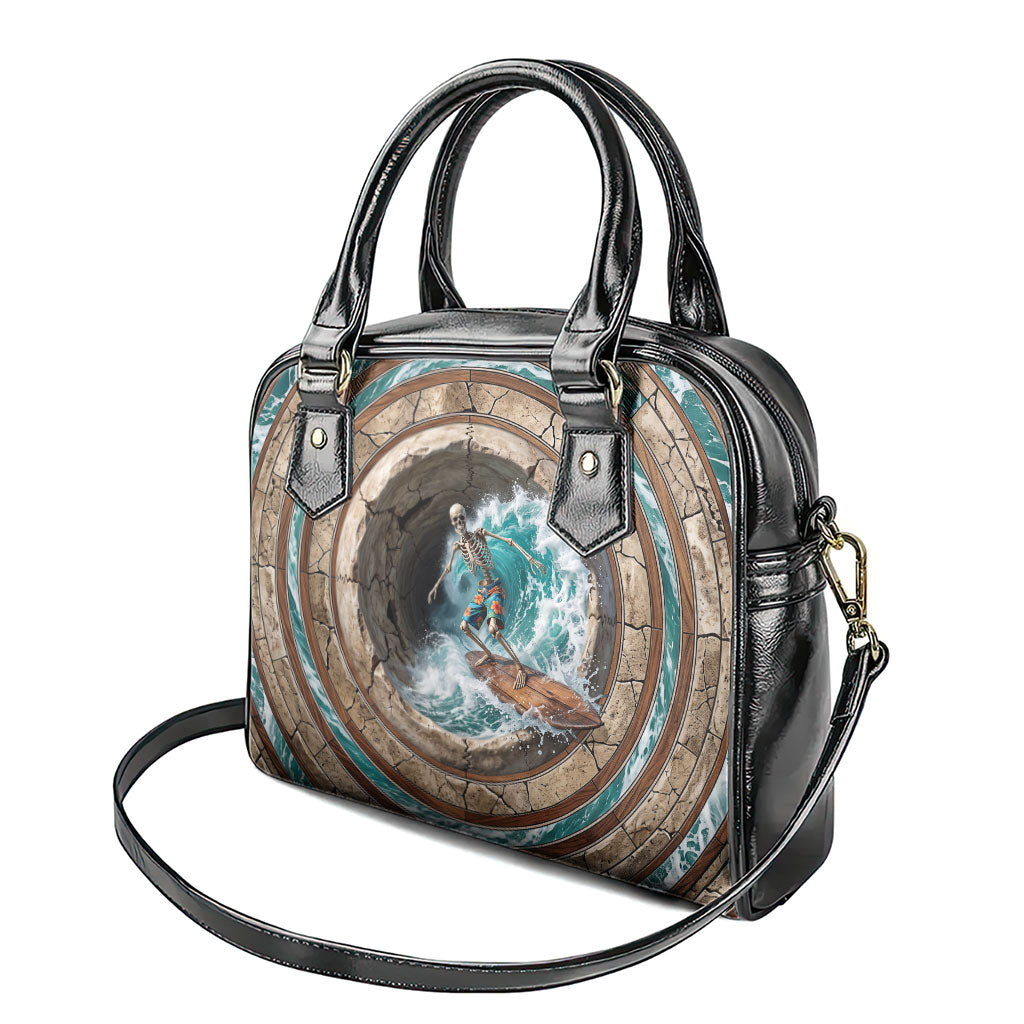 3D Illusion Surfing Skeleton Halloween Shoulder Handbag Surfboard Bones Ocean Wave Stone Well DT05 - Polynesian Pride
