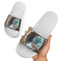 3D Illusion Surfing Skeleton Halloween Slide Sandals Surfboard Bones Ocean Wave Stone Well DT05 - Polynesian Pride