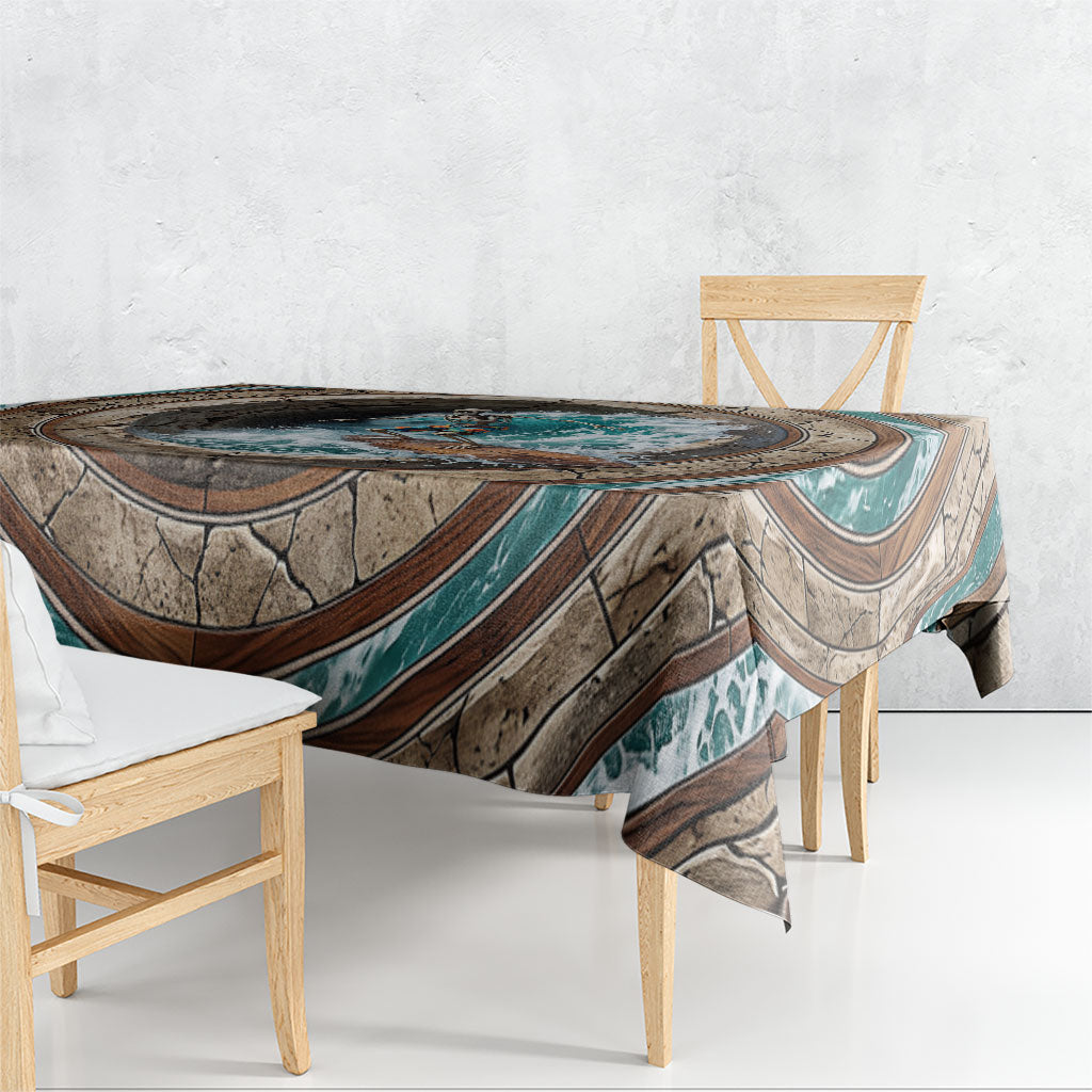 3D Illusion Surfing Skeleton Halloween Tablecloth Surfboard Bones Ocean Wave Stone Well DT05 - Polynesian Pride