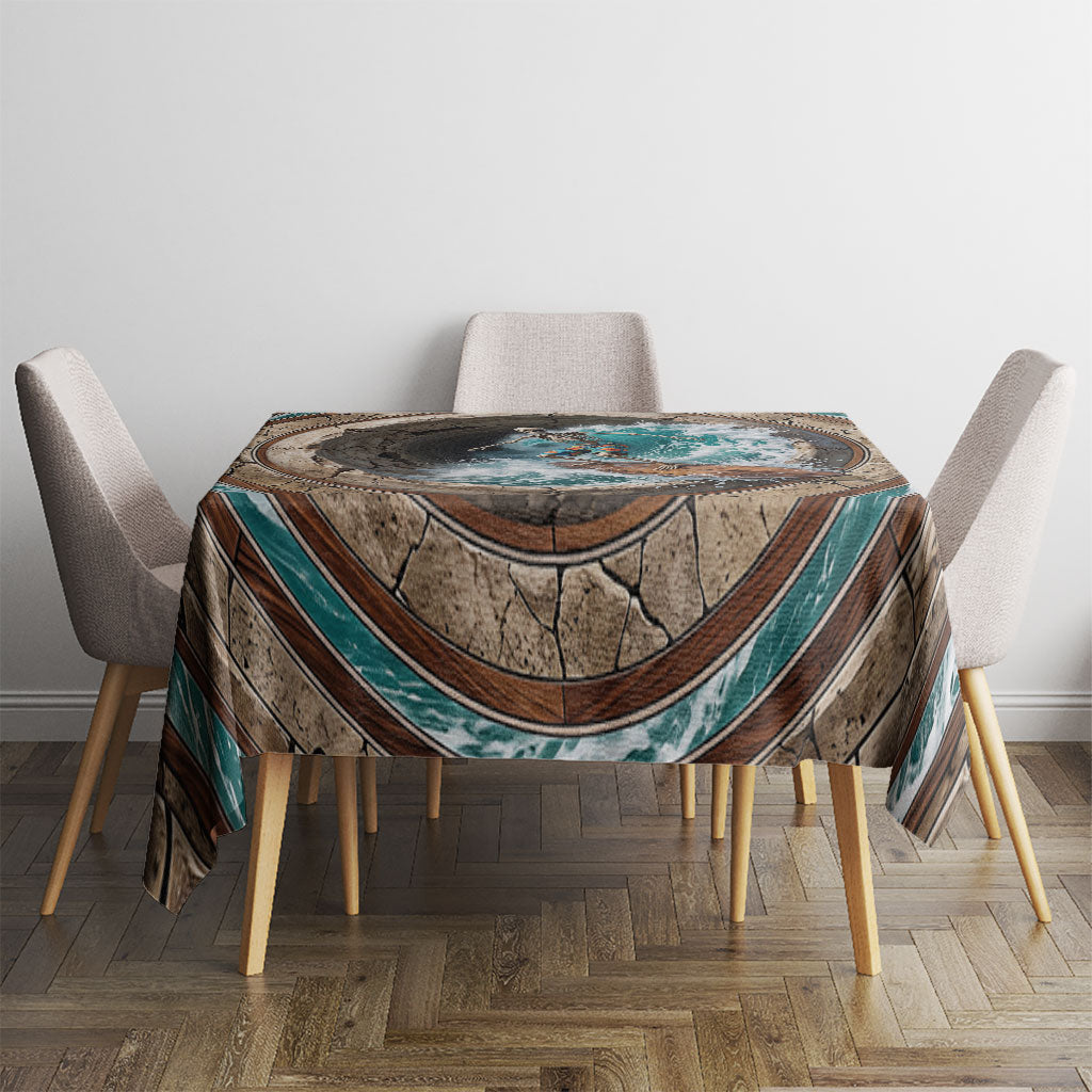 3D Illusion Surfing Skeleton Halloween Tablecloth Surfboard Bones Ocean Wave Stone Well DT05 - Polynesian Pride