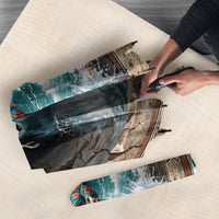 3D Illusion Surfing Skeleton Halloween Umbrella Surfboard Bones Ocean Wave Stone Well DT05 - Polynesian Pride