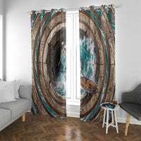 3D Illusion Surfing Skeleton Halloween Window Curtain Surfboard Bones Ocean Wave Stone Well DT05 With Grommets Gray - Polynesian Pride