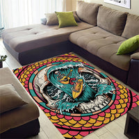 3D Illusion Surfing Skull Aloha Halloween Area Rug Tropical Guitarist Bones Wave DT05 - Polynesian Pride