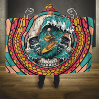 3D Illusion Surfing Skull Aloha Halloween Hooded Blanket Tropical Guitarist Bones Wave DT05 - Polynesian Pride