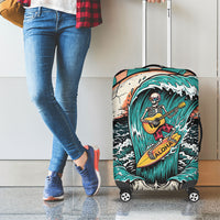 3D Illusion Surfing Skull Aloha Halloween Luggage Cover Tropical Guitarist Bones Wave DT05 - Polynesian Pride