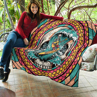 3D Illusion Surfing Skull Aloha Halloween Quilt Tropical Guitarist Bones Wave DT05 - Polynesian Pride