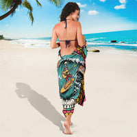 3D Illusion Surfing Skull Aloha Halloween Sarong Tropical Guitarist Bones Wave DT05 - Polynesian Pride