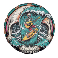 3D Illusion Surfing Skull Aloha Halloween Spare Tire Cover Tropical Guitarist Bones Wave DT05 - Polynesian Pride