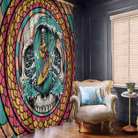 3D Illusion Surfing Skull Aloha Halloween Window Curtain Tropical Guitarist Bones Wave DT05 - Polynesian Pride