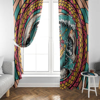 3D Illusion Surfing Skull Aloha Halloween Window Curtain Tropical Guitarist Bones Wave DT05 - Polynesian Pride