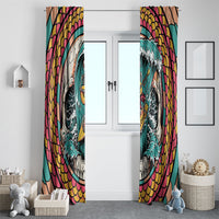 3D Illusion Surfing Skull Aloha Halloween Window Curtain Tropical Guitarist Bones Wave DT05 - Polynesian Pride
