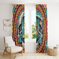 3D Illusion Surfing Skull Aloha Halloween Window Curtain Tropical Guitarist Bones Wave DT05 - Polynesian Pride
