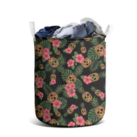 Tropical Calavera Hawaiian Laundry Basket Sugar Skull Pineapple Hibiscus Floral DT05 - Polynesian Pride