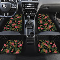 Tropical Calavera Hawaiian Car Mats Sugar Skull Pineapple Hibiscus Floral DT05 Set 4pcs Black - Polynesian Pride