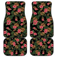 Tropical Calavera Hawaiian Car Mats Sugar Skull Pineapple Hibiscus Floral DT05 - Polynesian Pride