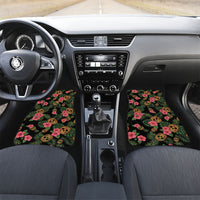 Tropical Calavera Hawaiian Car Mats Sugar Skull Pineapple Hibiscus Floral DT05 Set 2pcs - Front Black - Polynesian Pride