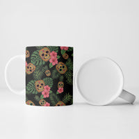 Tropical Calavera Hawaiian Ceramic Mug Sugar Skull Pineapple Hibiscus Floral DT05 - Polynesian Pride