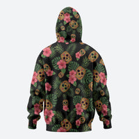 Tropical Calavera Hawaiian Hoodie Sugar Skull Pineapple Hibiscus Floral DT05 - Polynesian Pride