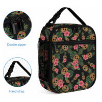 Tropical Calavera Hawaiian Lunch Bag Sugar Skull Pineapple Hibiscus Floral DT05 - Polynesian Pride