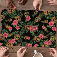 Tropical Calavera Hawaiian Puzzle Sugar Skull Pineapple Hibiscus Floral DT05 - Polynesian Pride