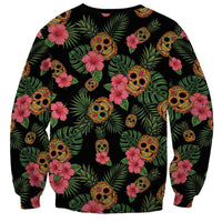 Tropical Calavera Hawaiian Sweatshirt Sugar Skull Pineapple Hibiscus Floral DT05 - Polynesian Pride