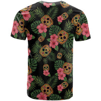 Tropical Calavera Hawaiian T Shirt Sugar Skull Pineapple Hibiscus Floral DT05 - Polynesian Pride