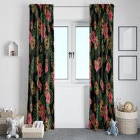 Tropical Calavera Hawaiian Window Curtain Sugar Skull Pineapple Hibiscus Floral DT05 - Polynesian Pride