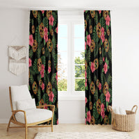 Tropical Calavera Hawaiian Window Curtain Sugar Skull Pineapple Hibiscus Floral DT05 - Polynesian Pride