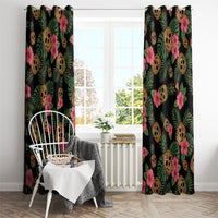 Tropical Calavera Hawaiian Window Curtain Sugar Skull Pineapple Hibiscus Floral DT05 - Polynesian Pride