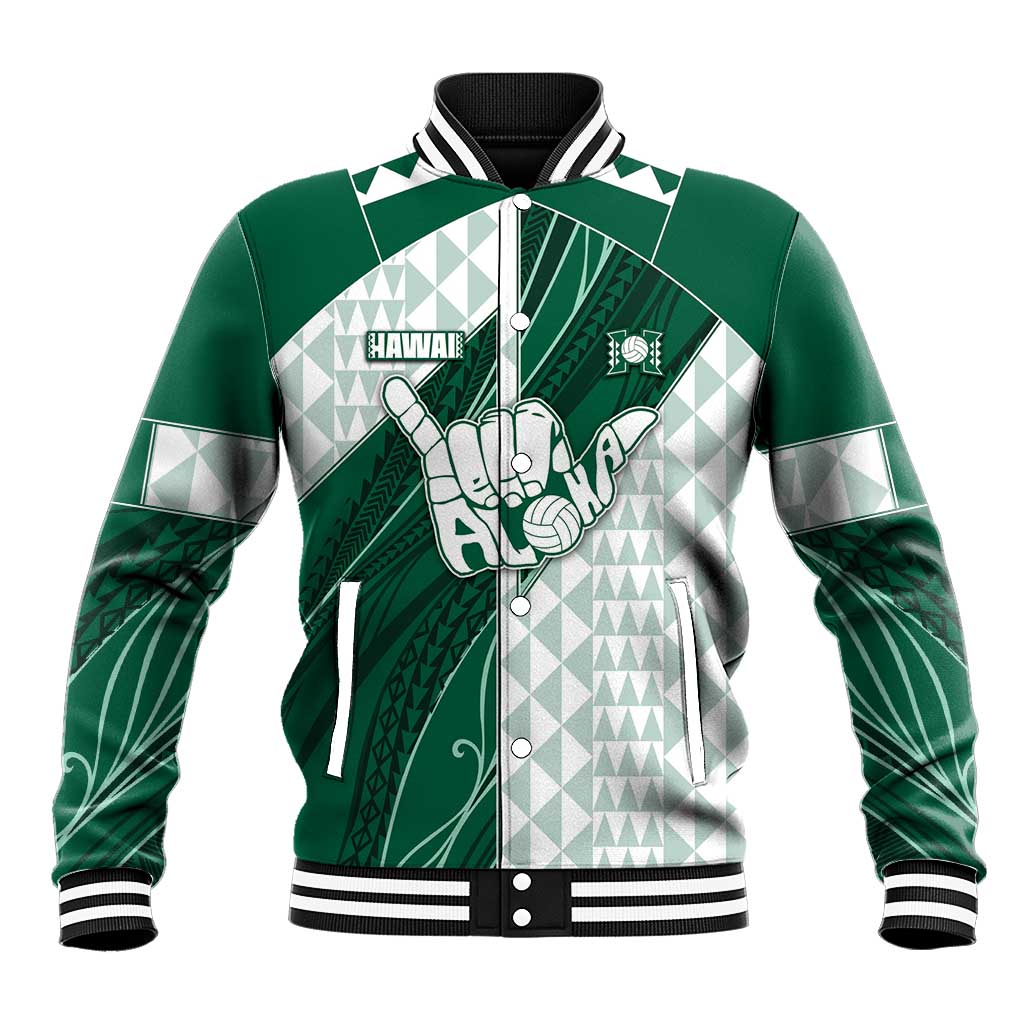 Custom Hawaii Volleyball Baseball Jacket Shaka Aloha Hand