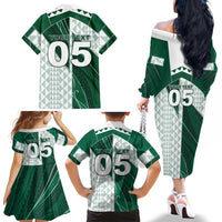 Custom Hawaii Volleyball Family Matching Off The Shoulder Long Sleeve Dress and Hawaiian Shirt Shaka Aloha Hand DT05 - Polynesian Pride