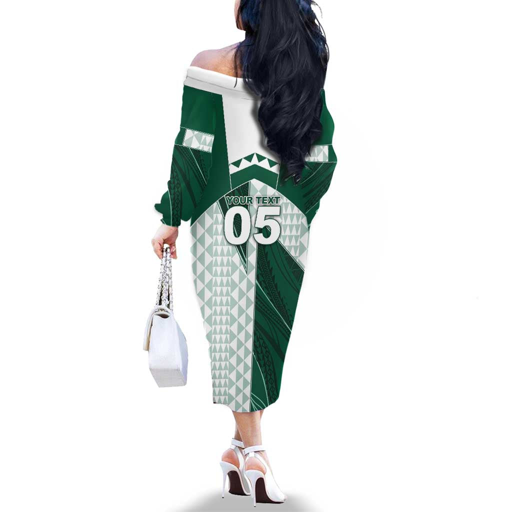 Custom Hawaii Volleyball Family Matching Off The Shoulder Long Sleeve Dress and Hawaiian Shirt Shaka Aloha Hand DT05 - Polynesian Pride