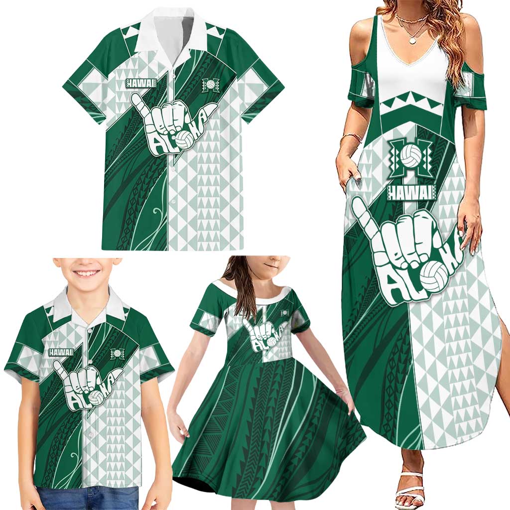 Custom Hawaii Volleyball Family Matching Summer Maxi Dress and Hawaiian Shirt Shaka Aloha Hand