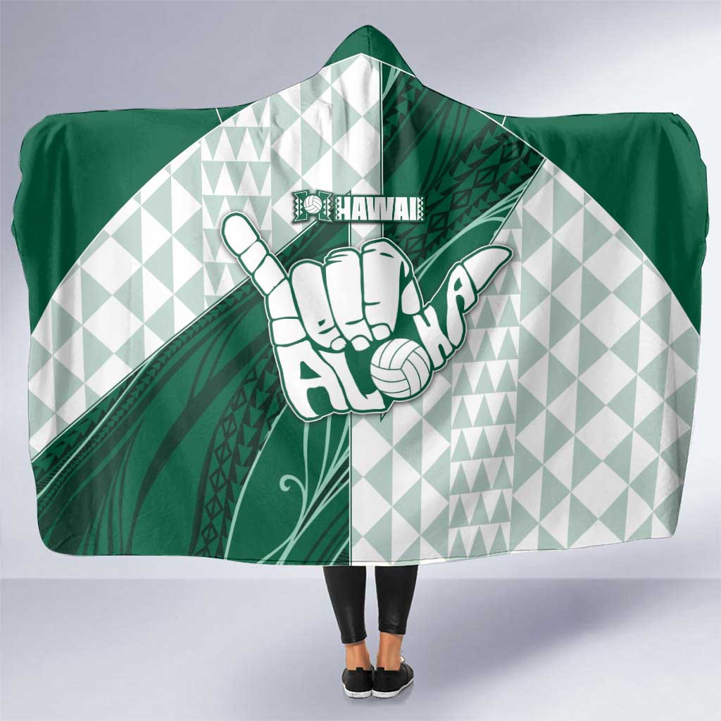 Hawaii Volleyball Hooded Blanket Shaka Aloha Hand