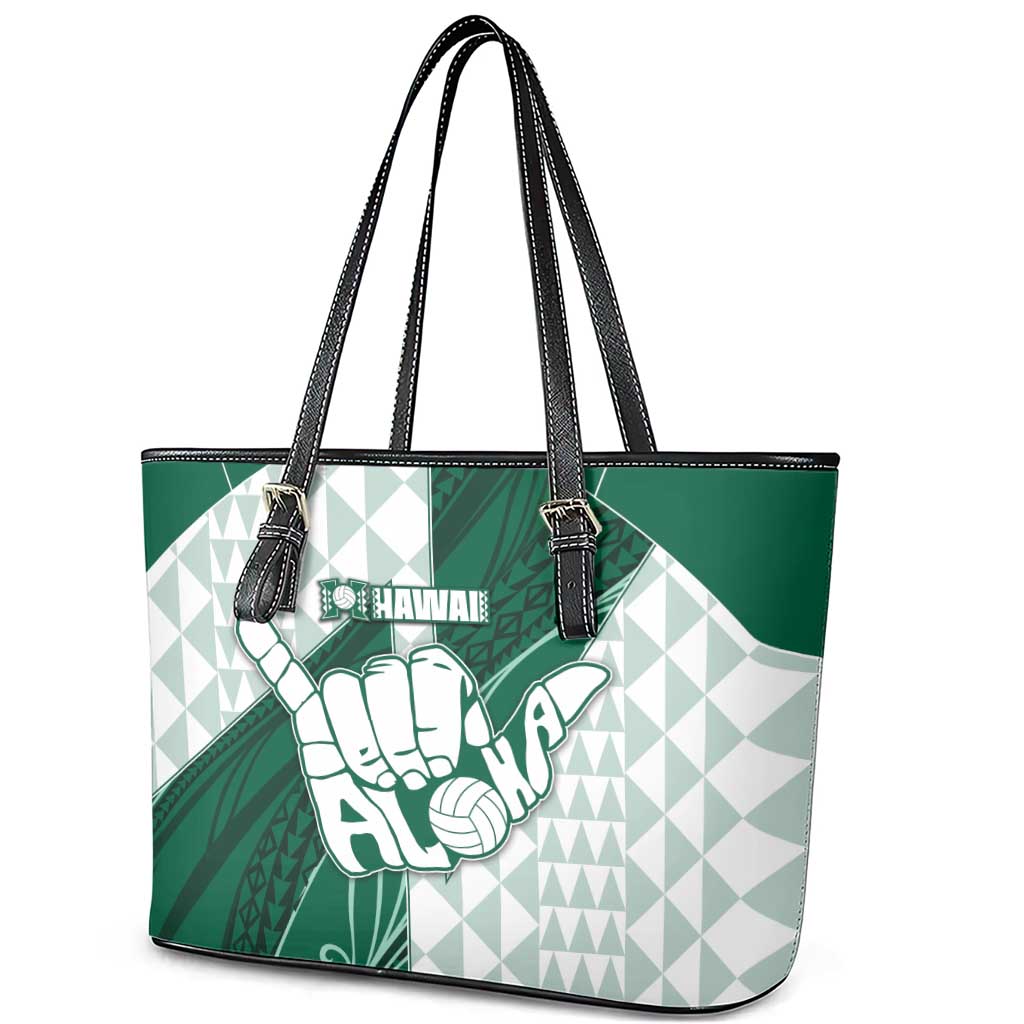 Hawaii Volleyball Leather Tote Bag Shaka Aloha Hand