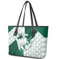 Hawaii Volleyball Leather Tote Bag Shaka Aloha Hand